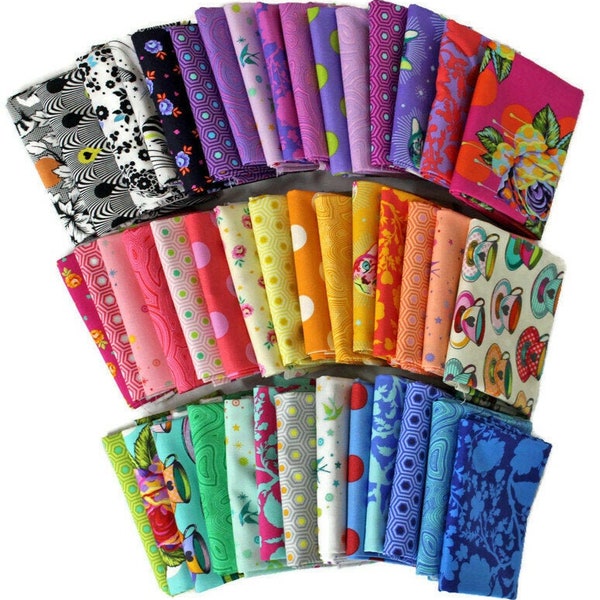 10 Fat Quarters - Tula Pink Free Spirit Assorted Floral Flowers Animals Geometric Quilters Cotton Fabrics Bundles Pre-Cuts M222.16