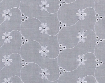 Eyelet White 56" Wide Cotton Fabric by the Yard (3079S-6F-white) D163.37