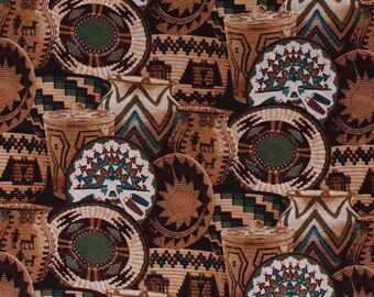 Cotton Woven Baskets Basket Vase Southwestern Cotton Fabric Print BTY D361.04