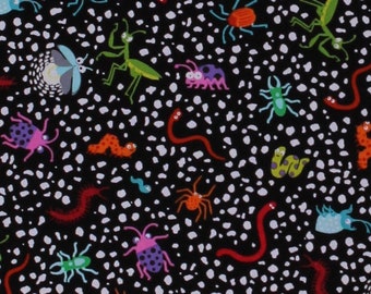 Cotton Glow in the Dark Bugs Insects Animals I'm Buggin Out Black Cotton Fabric Print by the Yard (5761G-99) D763.78