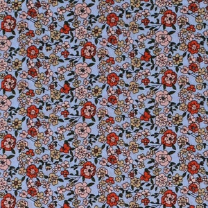 Cotton Lawn Batiste Blue Floral Calico Flowers Summer 58&quot; Wide Soft Lightweight Fabric by the Yard (2950P-5F-blue) D164.08