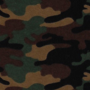 Flannel Camouflage Camo Brown Green Black Cotton Flannel Fabric Print by the Yard (64435) D280.45