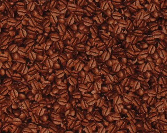Cotton Coffees Brown Beans Mornings Drinks Cafe Fabric Print by the Yard D571.79 