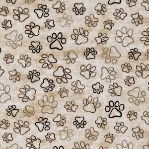 Cotton Dogs Paw Prints Puppy Puppies Animals Pets Footprint Natural Cotton Fabric Print by the Yard (DOG-C8556-NATURAL) D753.16