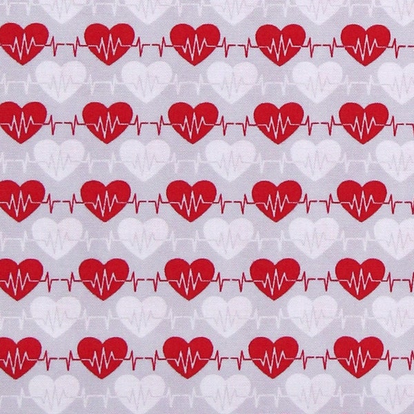 Cotton Hearts Medical Equipment Stethoscope Nurses Big Hugs Cotton Fabric Print by the Yard (9329-90) D373.40