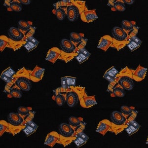 Cotton Front Loader Construction Zone Trucks Vehicles Transportation Kids Black Cotton Fabric Print by the Yard (388-99) D576.50 Henry Glass