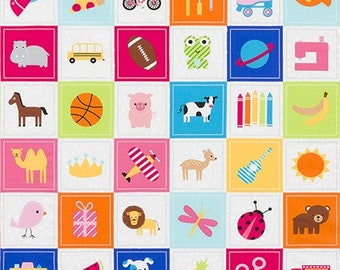 23.5" X 44" I-Spy Panel I Spy Patches Pictures Squares Kids Children's Fun Cotton Fabric Panel (AAK-17644-192-Spring) D363.47 Robert Kaufman