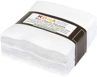 Mini Charm Squares 2.5" x 2.5" Pack Kona Cotton Solids White Robert Kaufman Fabric Bundle Quilter's Cotton Precuts (MCH-105-84) M537.21