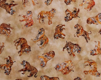Cotton Eye of the Tiger Quilting Treasures Tigers Animals Jungle Creatures Cats Bronze Fabric Print by the Yard D375.80