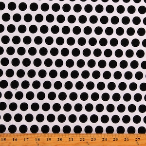 Cotton Black Polka Dots on White Mystique Circles Patterned Cotton Fabric Print by the Yard (C3084-WHITE) D139.02