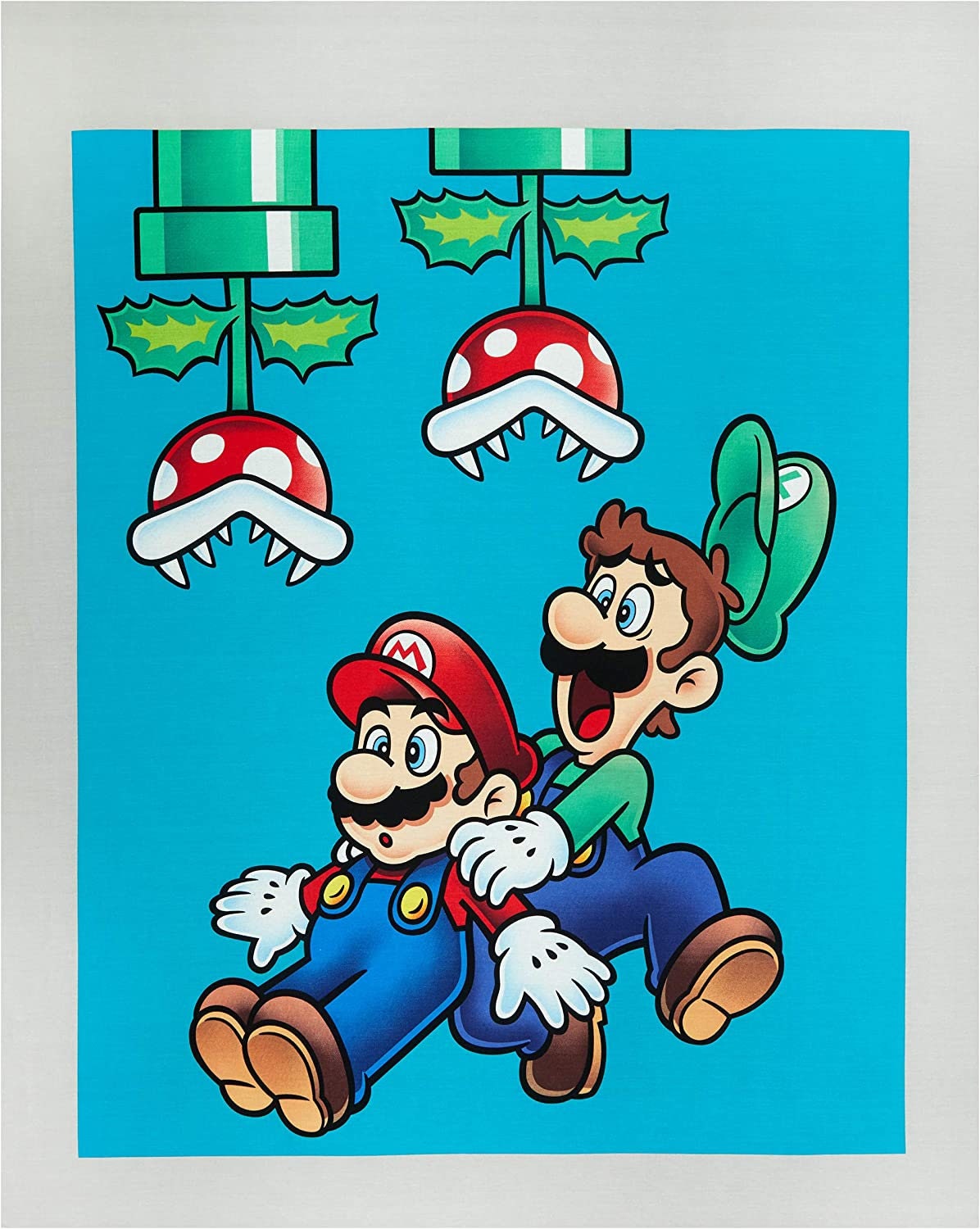 36 X 44 Panel Mario Bros Jump Super Mario Luigi Piranha Plants Kids Video  Games Blue Cotton Fabric Panel 74363-A620715 D564.58 
