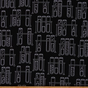 Cotton Test Tubes Chemistry Science Fair Black Cotton Fabric Print by the Yard (SRK-17928-2BLACK) D580.59