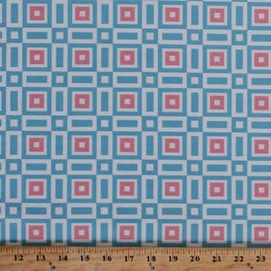 Flannel Geometric Onesies and Things Squares Baby Pastel Blue Pink Flannel Fabric By the Yard (AHDF-14135-198PASTEL)