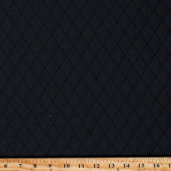 Single Face Quilted Black Solid 1" Diamond Grid Coat Jacket Lining Soft Lightweight 60" Lining/Craft Easy Care Fabric by the Yard D272.12