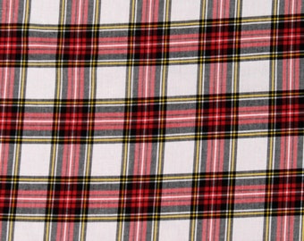 Homespun Classic Plaids Outland Tartans Red and White Plaid 100% Certified Organic Cotton Fabric by the Yard (W21780CREAM) D157.42