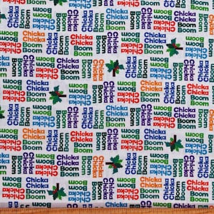 Cotton Chicka Chicka Boom Boom Palm Trees Words Scripts Writings Books White Cotton Fabric Print by the Yard (53815-2) D661.17