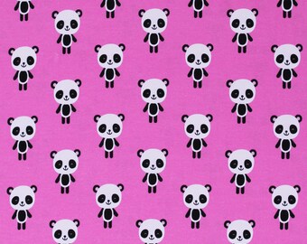 Knit Pandas Happy Panda Bears Animals on Pink Urban Zoologie 60" Wide Cotton/Spandex Fabric by the Yard (AAKDKX-16488-262BUBBLEGUM) D450.19