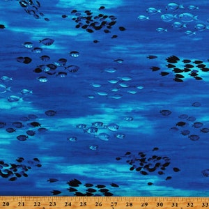 Cotton Fish Schools Fishes Ocean Water Marine Tropical Coral Canyon Blue Cotton Fabric Print by the Yard (AQCD-19907-71LAGOON) D368.65