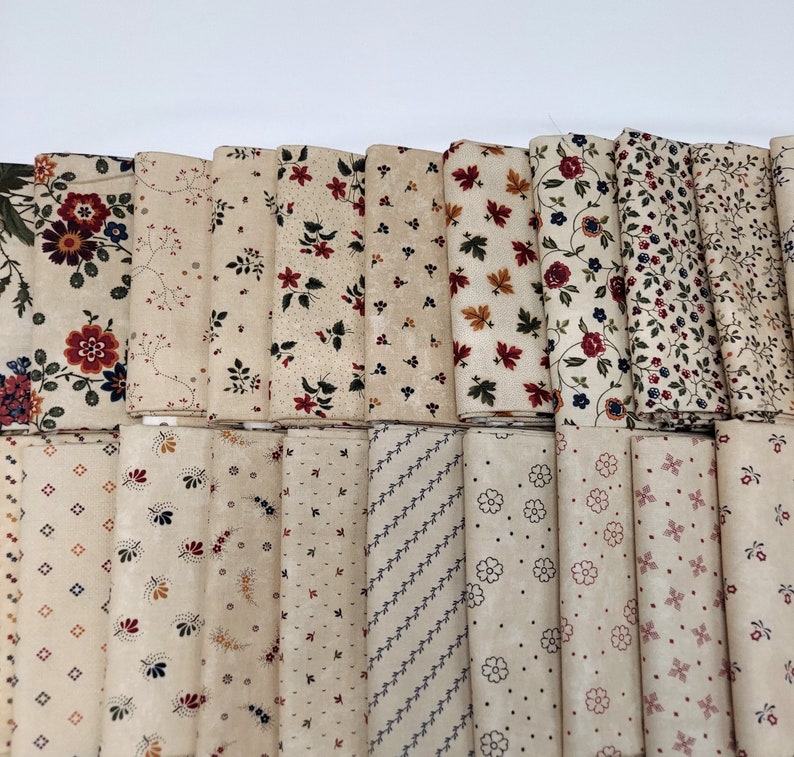 10 Fat Quarters Kansas Troubles by Moda Neutrals, Creams, LIGHT COLORS ONLY Floral Reproduction Assorted Cotton Fabrics Bundle M492.37 image 3