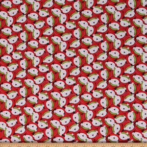 Cotton Polar Bears Wearing Hats Winter Christmas Holiday Snow Merry Red Cotton Fabric Print by the Yard (5692-89) D500.46
