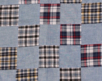 Plaid Patchwork Blue Red Black Yellow Cotton Yarn-dyed Yarn Dyed Fabric By the Yard (9630T-11MPATCH)