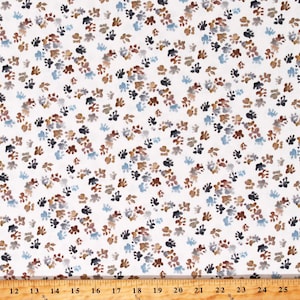 Cotton Pawprints Paws Dogs Animals Pets Impressions White Cotton Fabric Print by the Yard (CX9245-GRAY-D) D755.23