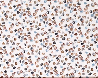Cotton Pawprints Paws Dogs Animals Pets Impressions White Cotton Fabric Print by the Yard (CX9245-GRAY-D) D755.23