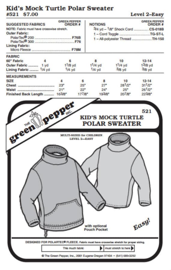 Kid’s Mock Turtle Polar Sweater Pattern - 521 - The Green Pepper Patterns Kid’s Mock Turtle Polar Sweater Pattern - 521 - The Green Pepper Patterns