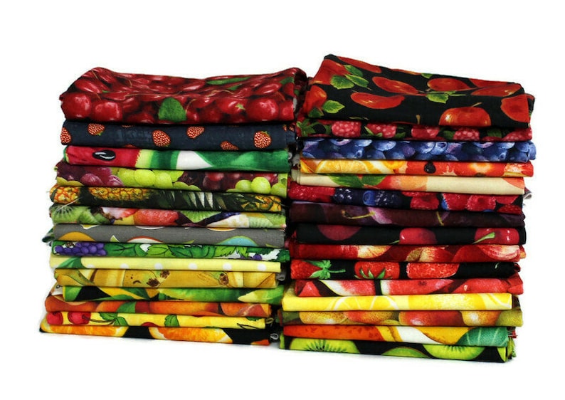10 Fat Quarters Fruit Citrus Fruity Food Apples Cherries Etsy