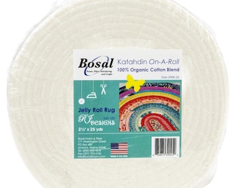 Cotton Blend Batting Bosal Katahdin On A Roll 2.5" PreCut Jelly Roll Rug Batting 100% Organic By the 25 Yard Roll (390K-25) M540.01