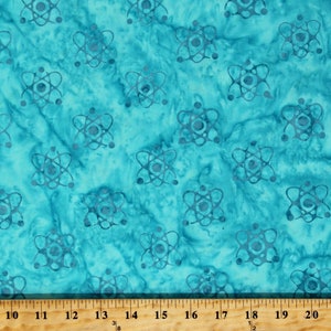 Cotton Batik Atomic Model Science Academic Atom Scuba Blue Cotton Fabric Print by the Yard (622004502) D301.54