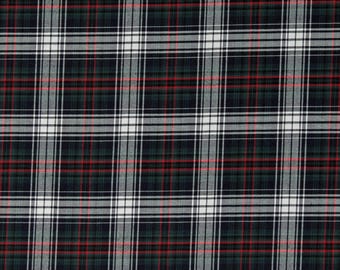 Cotton Robert Kaufman Lisbon Brushed Organic Tartan Indigo Hunter Green White and Red Plaid Twill Fabric by the Yard (D154.10)
