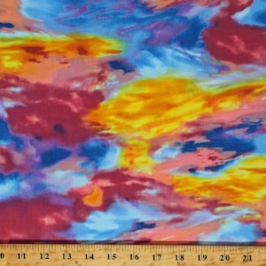 Cotton Sunflower Sunset Sky Colorful Clouds Scenic Landscape Multi-Color Cotton Fabric Print by the Yard (NATURE-C1136-MULTI) D487.79