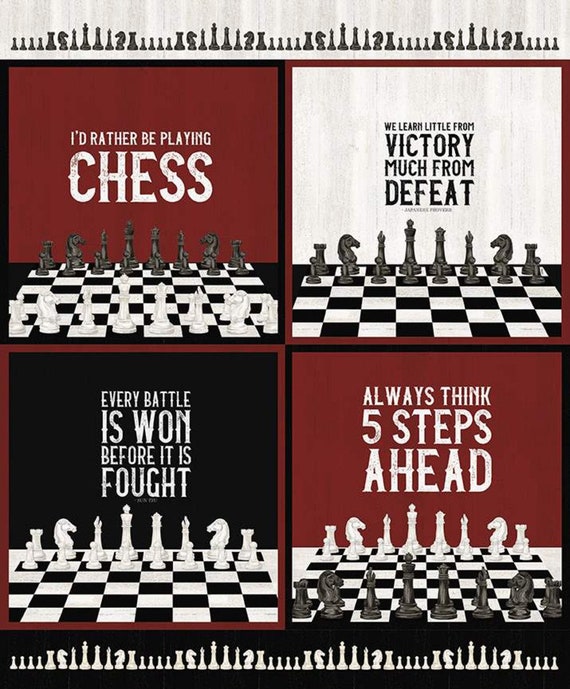 Checkmate Chess Fabric 100% Quilters Cotton Chess Board Game