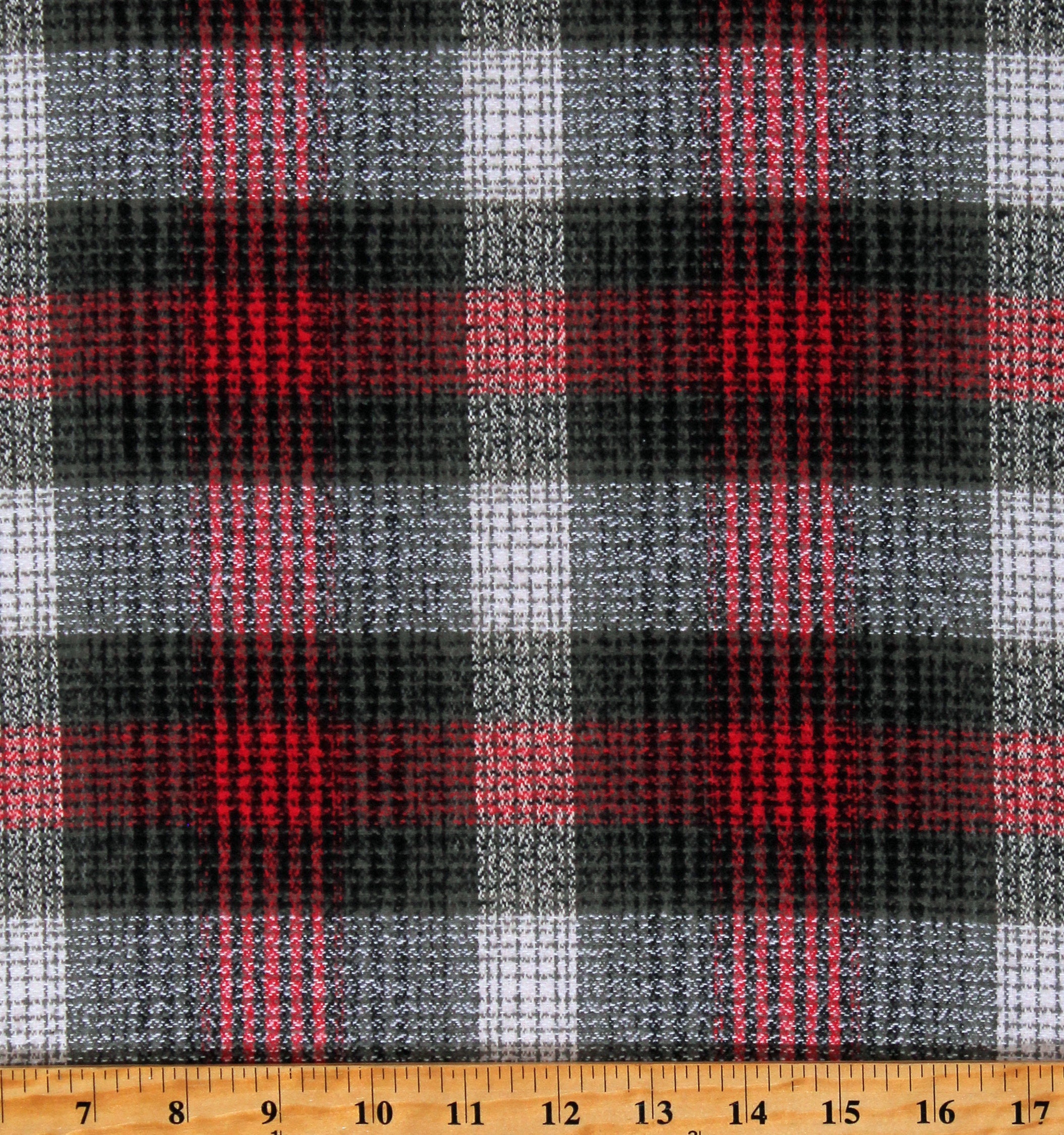 Red & Gray Plaid Cotton Flannel Fabric - 60 Wide - Sold by the Yard and  Bolt