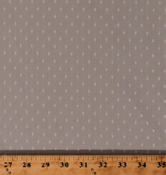 Point D'esprit White Dotted Mesh 1-way Stretch 66 Wide Polyester