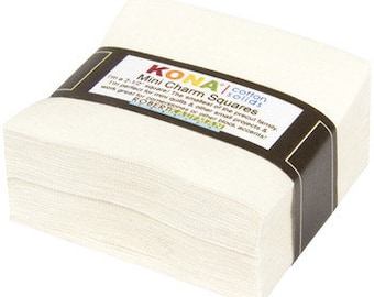 Mini Charm Squares 2.5" x 2.5" Pack Kona Cotton Solids Snow Robert Kaufman Fabric Bundle Quilter's Cotton Precuts (MCH-106-84) M537.30