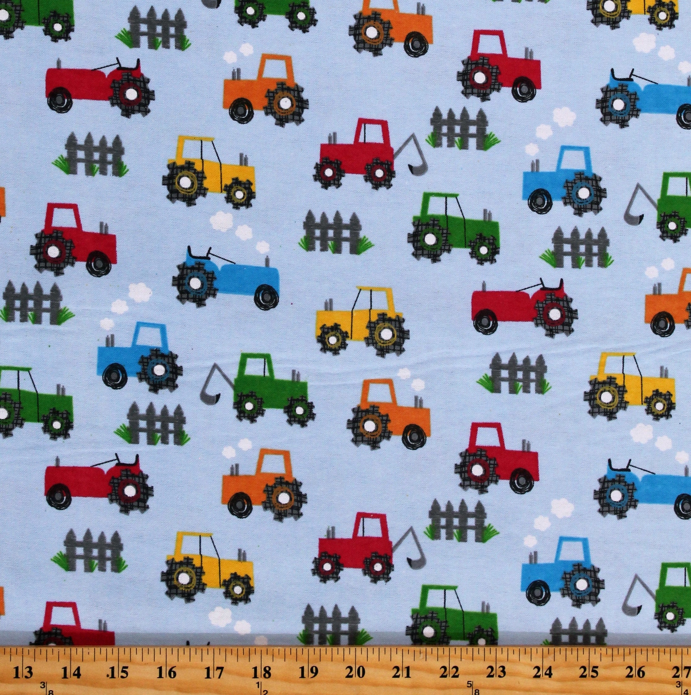 Flannel Tractors on Blue Boys Kids Baby Cotton Flannel Fabric Etsy