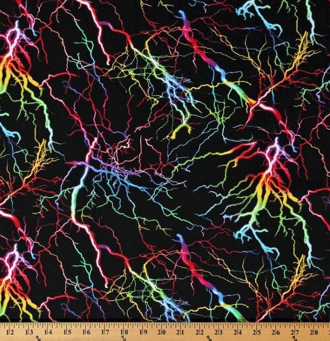 Cotton Lightning Flashes Bolts Storm Thunderstorm Neon Multi-color