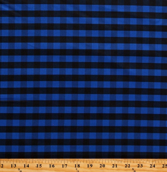 Plaid and Check Blue Fabric by the Yard