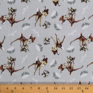 Cotton Bambi Thumper Woodland Animals Characters Kids Disney Fairytale Cotton Fabric Print by the Yard D690.88 Licensed Springs Creative