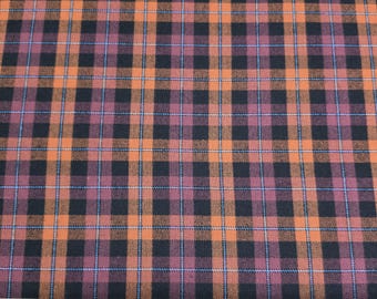 Flannel Orange Mauve Black Plaid 58" Wide Yarn Dyed Woven Lightweight Shirting Flannel Fabric by the Yard (D275.43)