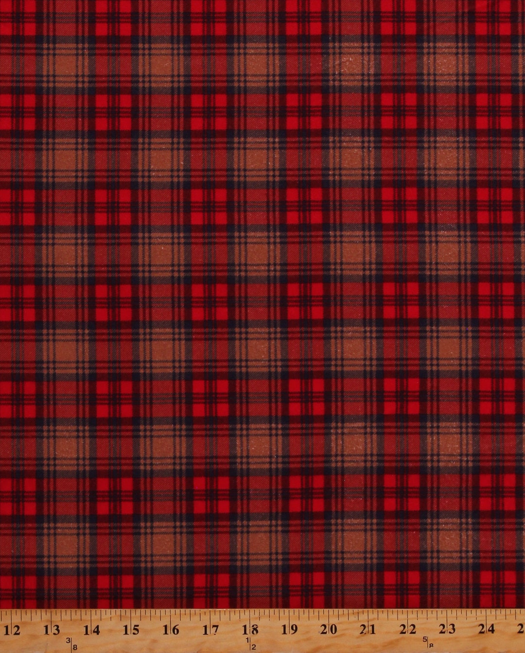 Flannel Plaid Rust Red Tan Dad Plaids Whistler Studios Cotton Flannel