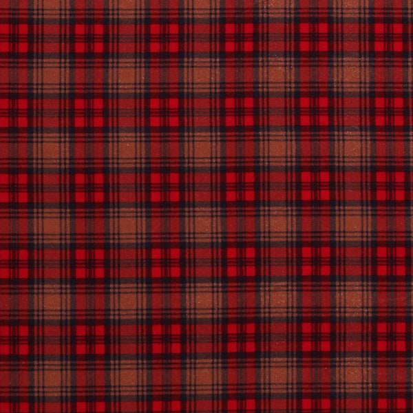 Flannel Plaid Rust Red Tan Dad Plaids Whistler Studios Cotton Flannel Fabric Print by the Yard (51871F-14) D281.18