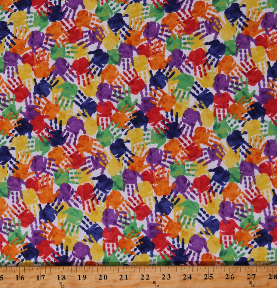 Cotton Hands Handprints Painted Kids Colorful Rainbow Multicolor Cotton