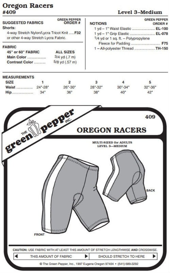 Adult’s Oregon Biking Shorts Pattern - 409 - The Green Pepper Patterns Adult’s Oregon Biking Shorts Pattern - 409 - The Green Pepper Patterns