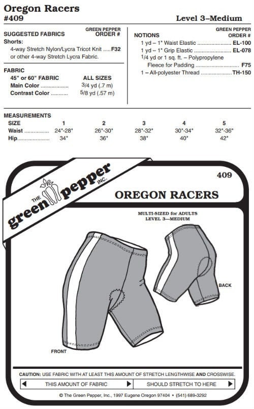 Adult’s Oregon Biking Shorts Pattern - 409 - The Green Pepper Patterns Adult’s Oregon Biking Shorts Pattern - 409 - The Green Pepper Patterns