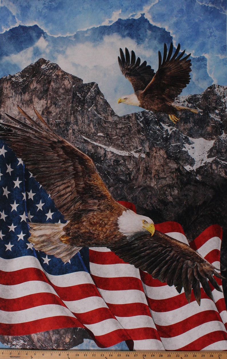 28.5 X 44 Panel Eagle Mountain American Flag Bald | Etsy