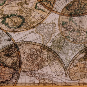 Cotton Seven Seas Oceans World Maps Nautical Atlas Cartography Travel Digital Print Cotton Fabric Print by the Yard (51381D) D684.62