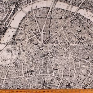 Cotton Historic Map of London England Maps Travel Cartography Cotton Fabric Print by the Yard (52348-1) D380.38 by Windham Fabrics